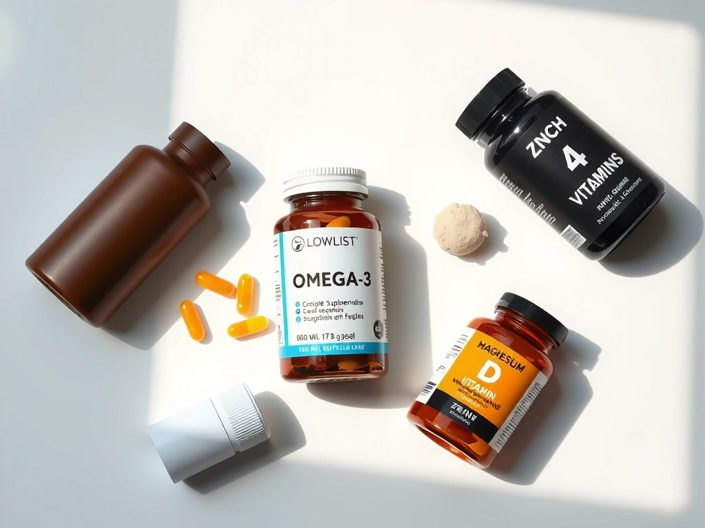 Collection of men's daily vitamins and minerals in supplement form